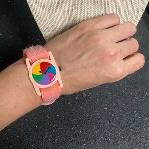80s Colorful Pink Peach Faux Wristwatch Bracelet